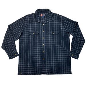 Vintage Chaps Ralph Lauren Shirt Mens XXL 2XL Navy Button Up Long Sleeve Plaid